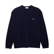 Lacoste Relaxed Fit Wool Cardigan Navy Blue