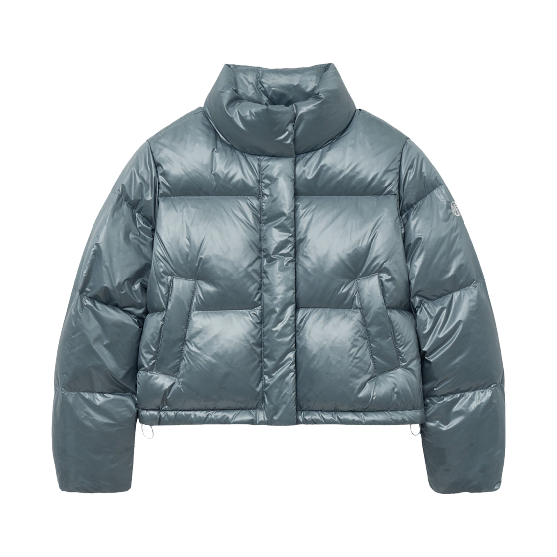 (W) 마리떼 프랑소와 저버 글로시 덕 다운 크롭 푸퍼 애쉬 블루((W) Marithe Francois Girbaud Glossy Duck Down Crop Puffer Ash Blue)