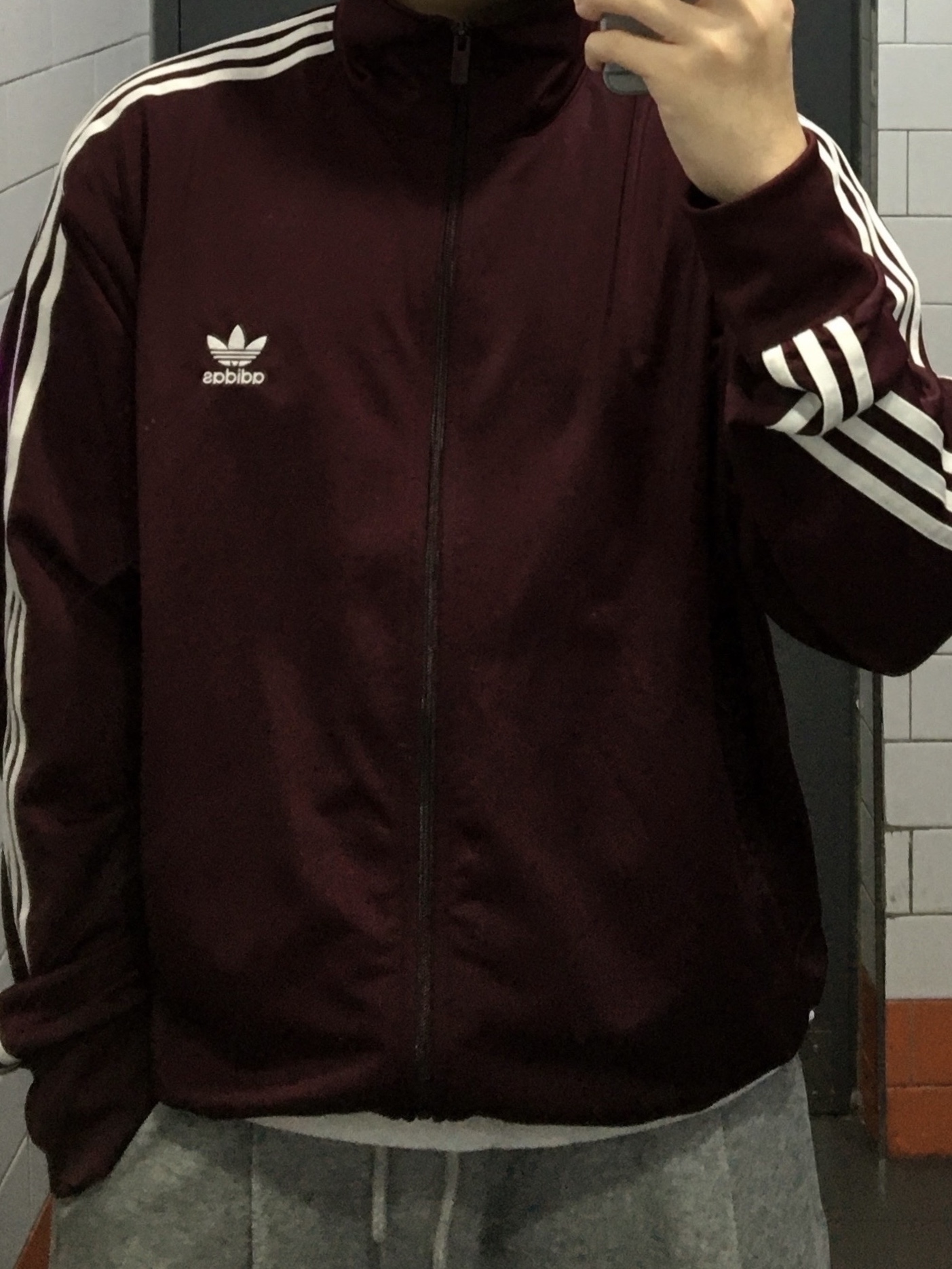 Adidas Adicolor Classic Firebird Track Top Maroon - KR Sizing 착용 스타일