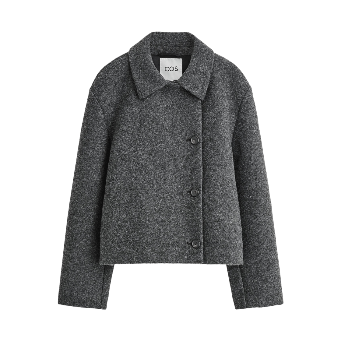 (W) 코스 보일드 울 블렌드 숏 자켓 다크 그레이 멜란지((W) COS Boiled Wool Blend Short Jacket Dark Gray Melange)