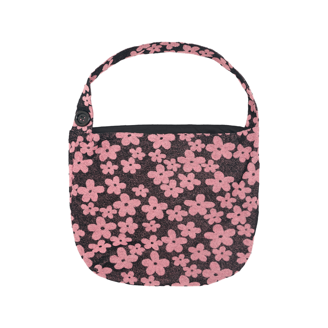 미헤브 리버시블 플라워 테리 백 블랙 핑크(mihev Reversible Flower Terry Bag Black Pink)