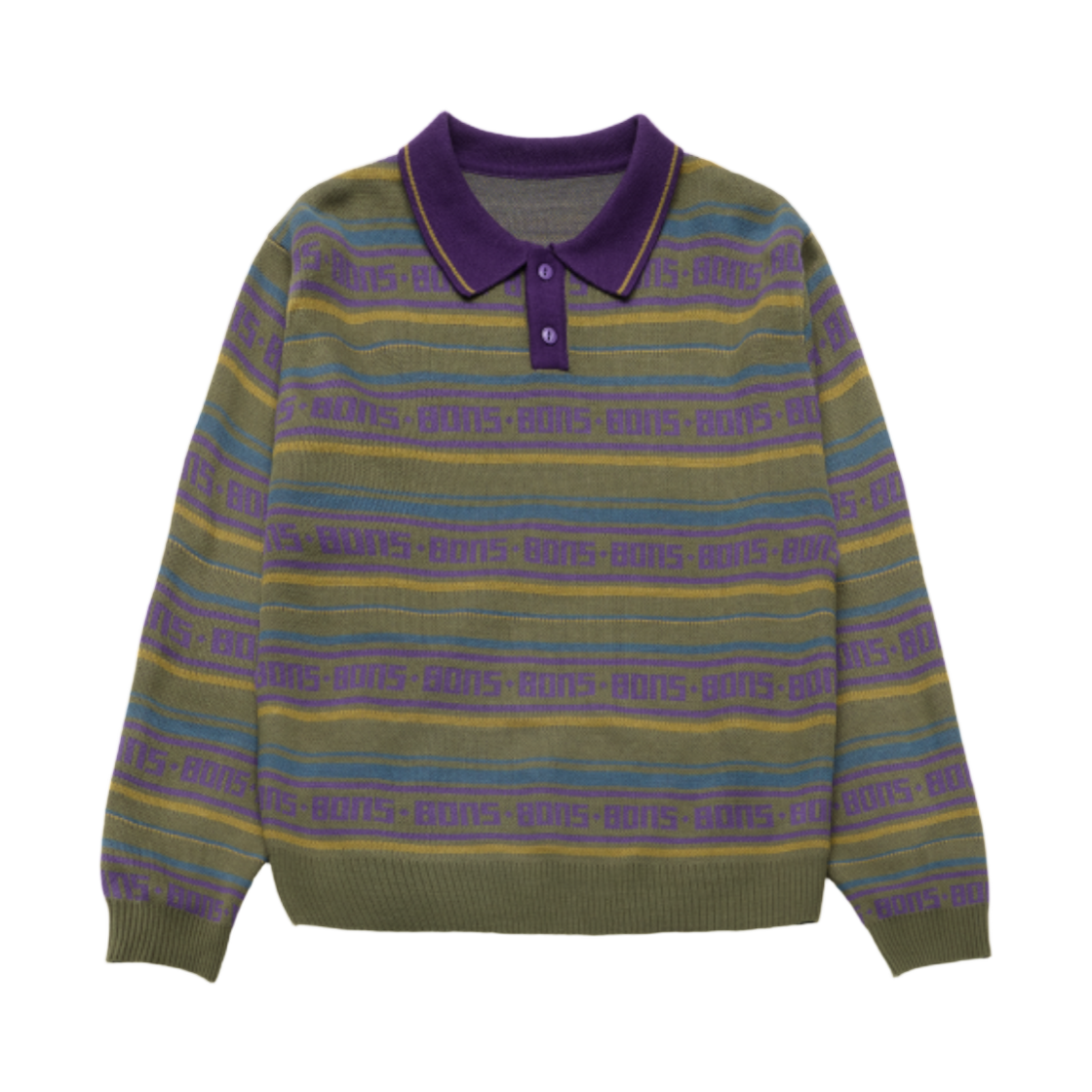 빠더너스 스트라이프 스웨터 올리브 퍼플(BDNS Stripe Sweater Olive Purple)