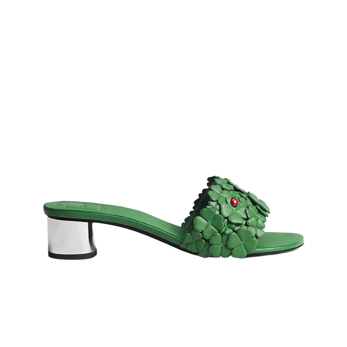 KCO532LAB-S60H (W) Dior Bloom Clover Embroidery Mule Heels Green