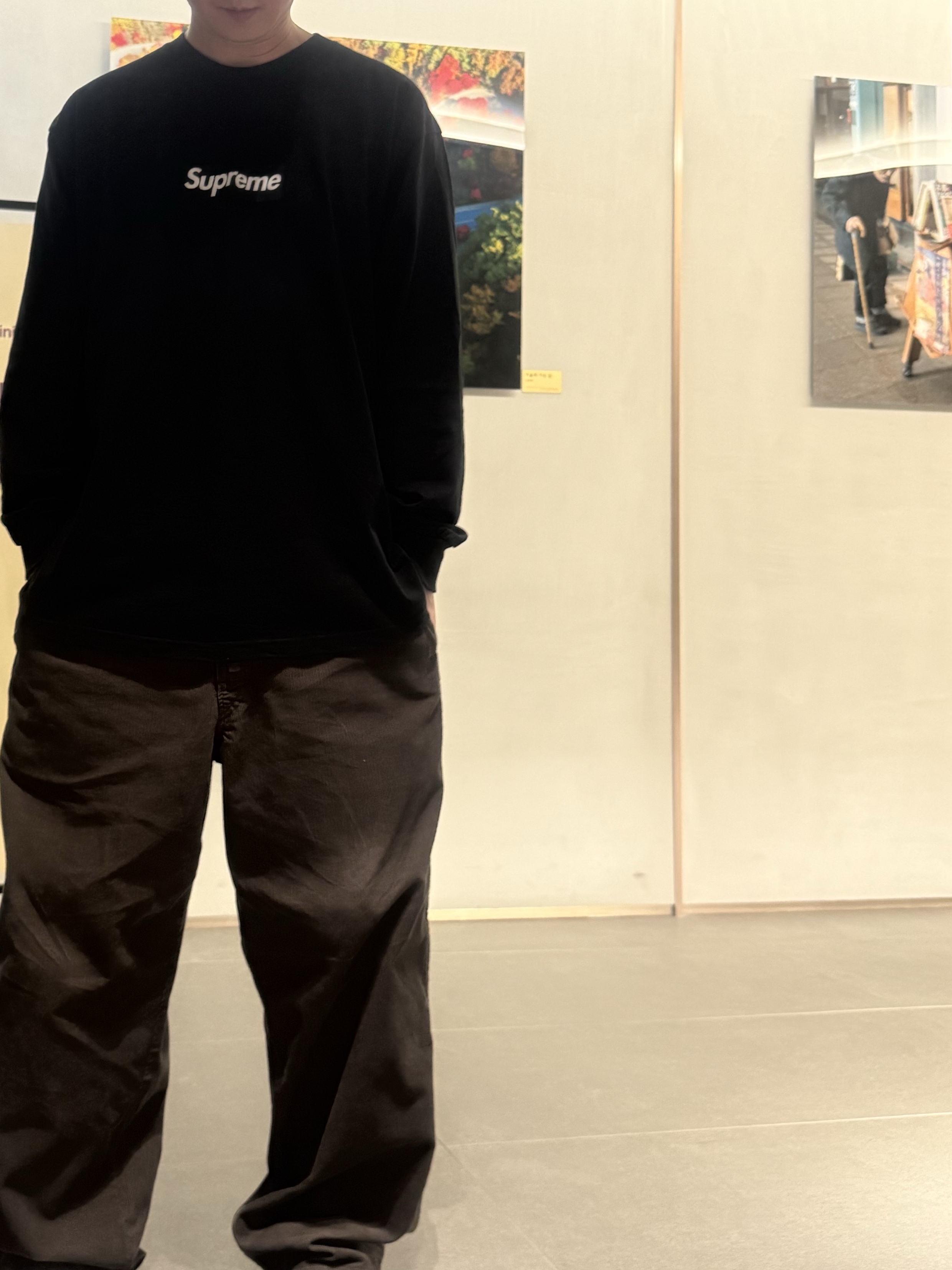 Supreme Box Logo L/S T-Shirt Black - 20FW 착용 스타일 - 1