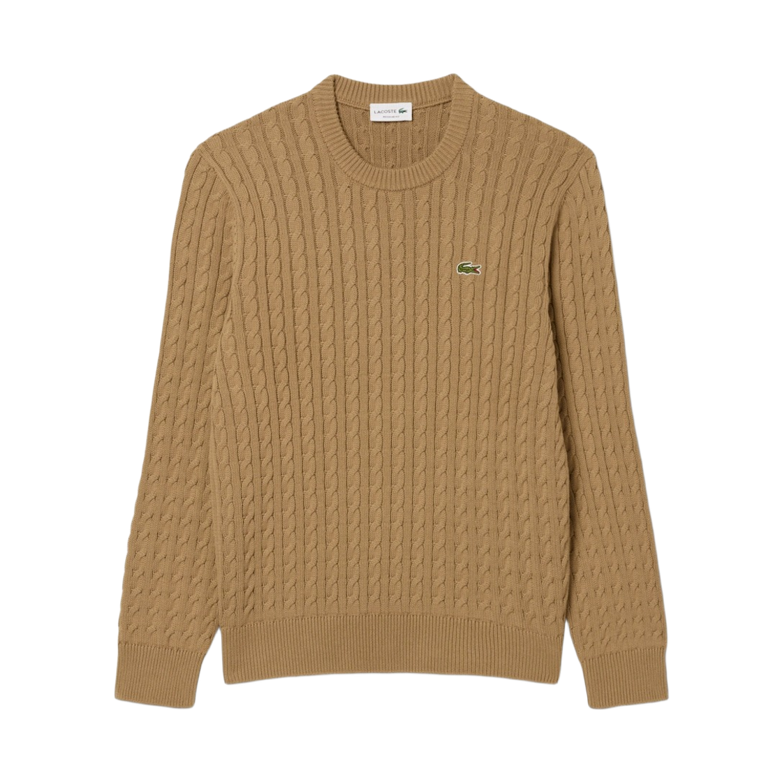 AH7627-00-BUH Lacoste Cable Knit Cotton Sweater Beige Green