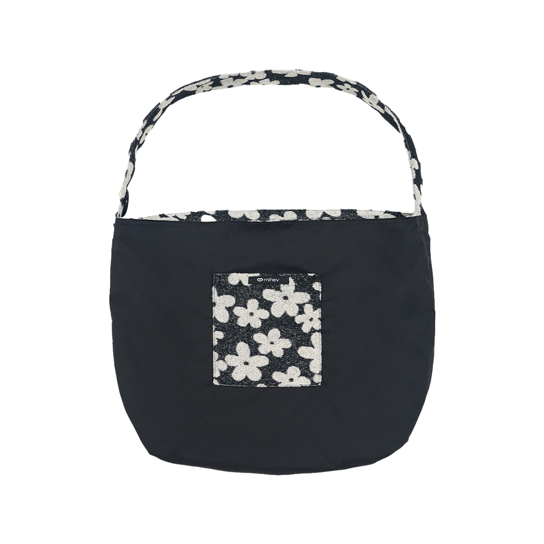 미헤브 리버시블 플라워 테리 백 블랙 화이트(mihev Reversible Flower Terry Bag Black White)