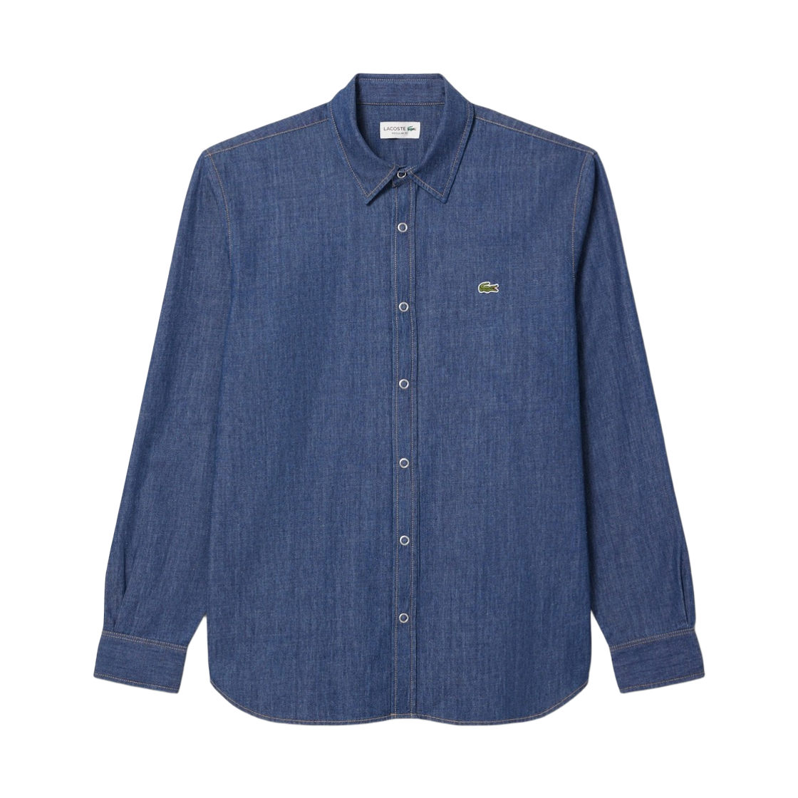 라코스테 레귤러 핏 경량 데님 셔츠 블루(Lacoste Regular Fit Lightweight Denim Shirt Blue)