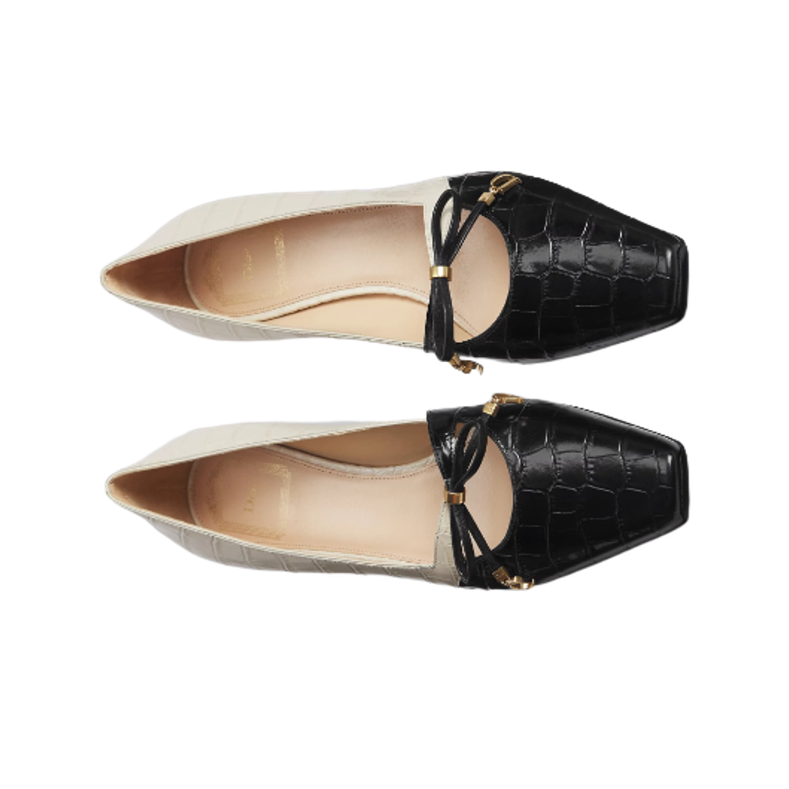 (W) 디올 뮤즈 크로커다일 모티브 프린트 카프스킨 펌프스 블랙 크림((W) Dior Muse Crocodile Motif Print Calfskin Pumps Black Cream) - 2