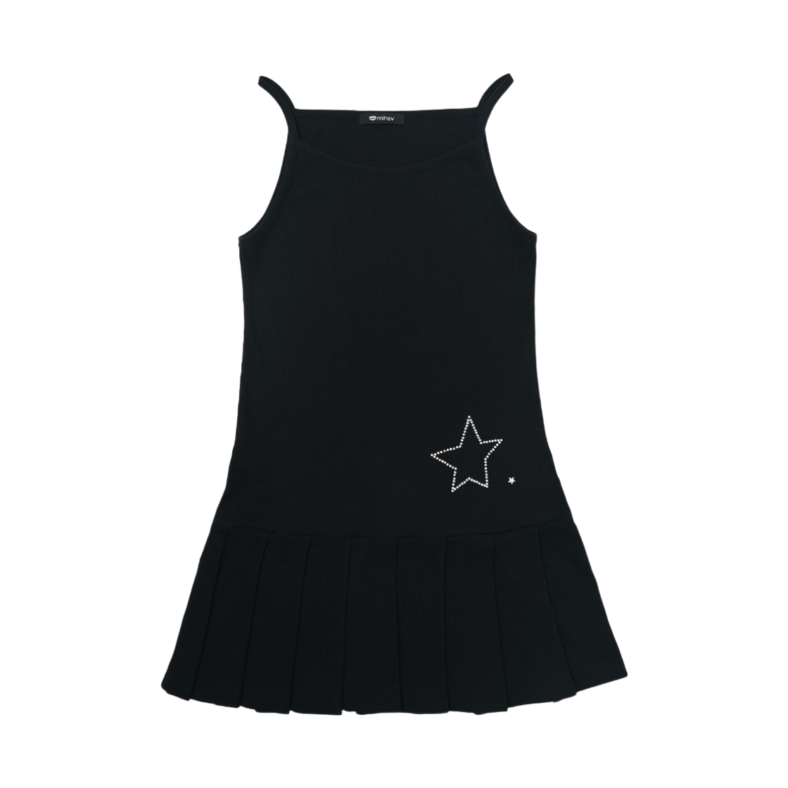 2EBOP001B mihev Star Sparkle Pleats Dress Black