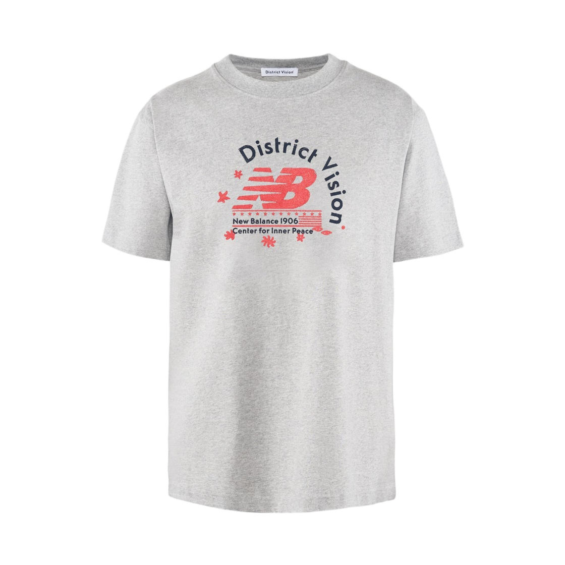 DVLA001-NB-VHG District Vision x New Balance California Cotton T-Shirt Vintage Heather Grey