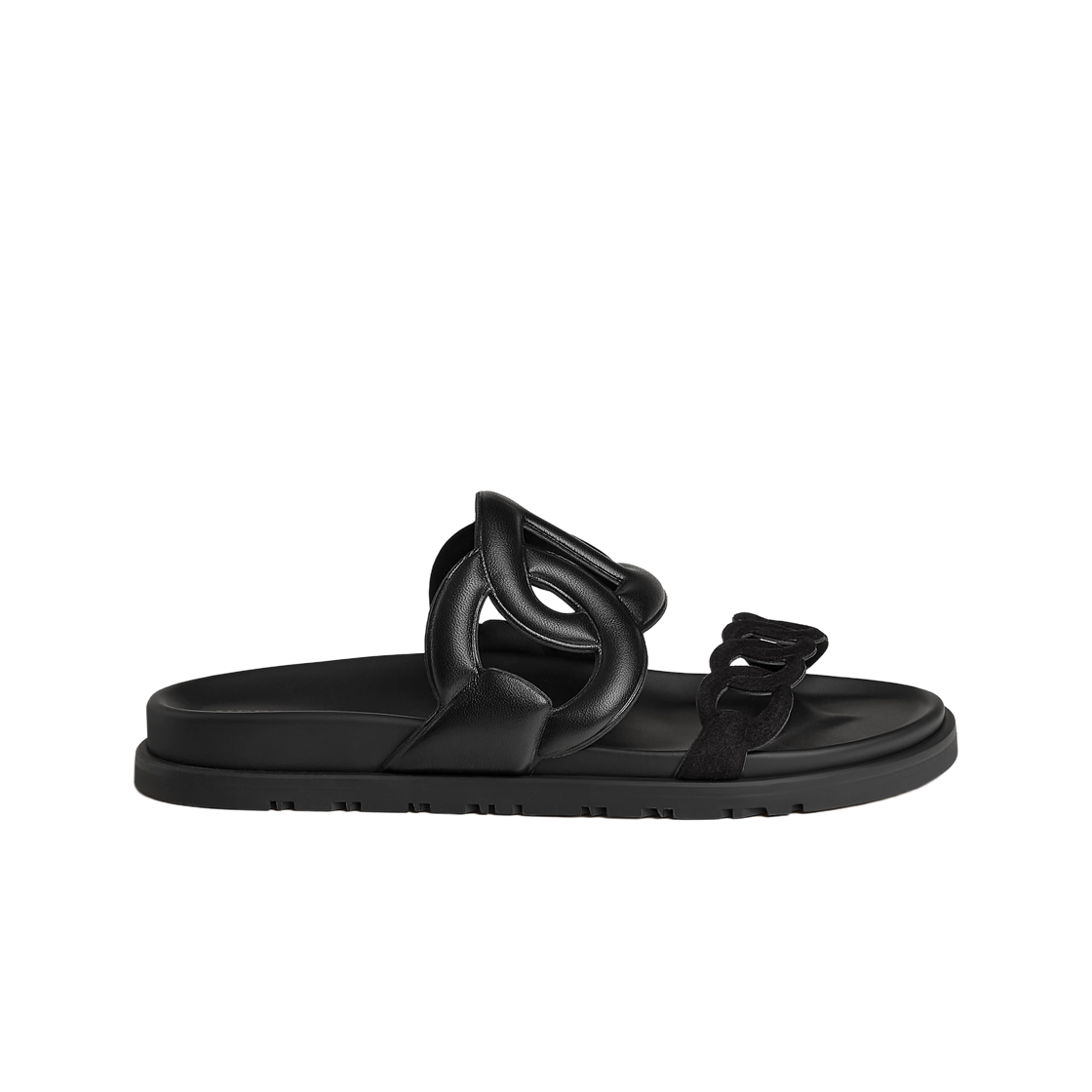 H252027Z02 (W) Hermes Extra Sandal Nappa Suede Goatskin & Noir