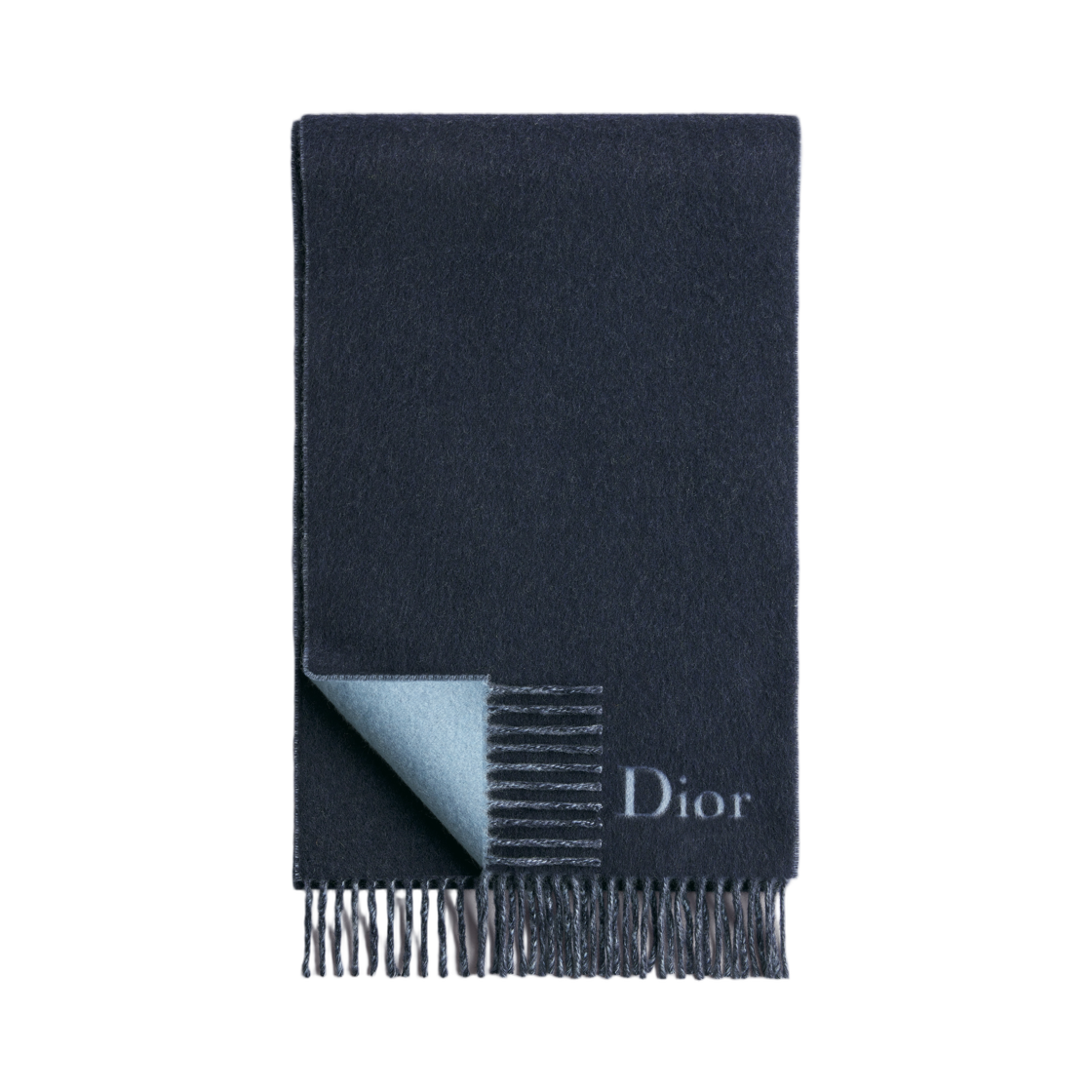68E0006A1007-C585 Dior Double Sided Muffler Wool and Cashmere Navy Blue Blue