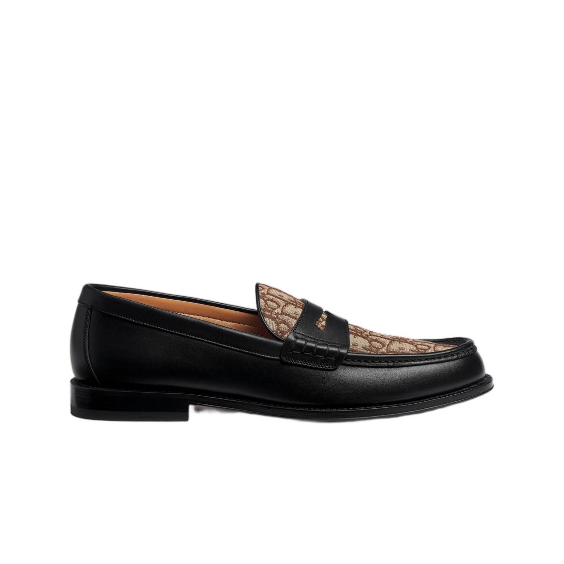3LO189ACV-H974 Dior Granville Loafer Smooth Calfskin and Dior Oblique Jacquard Black Brown