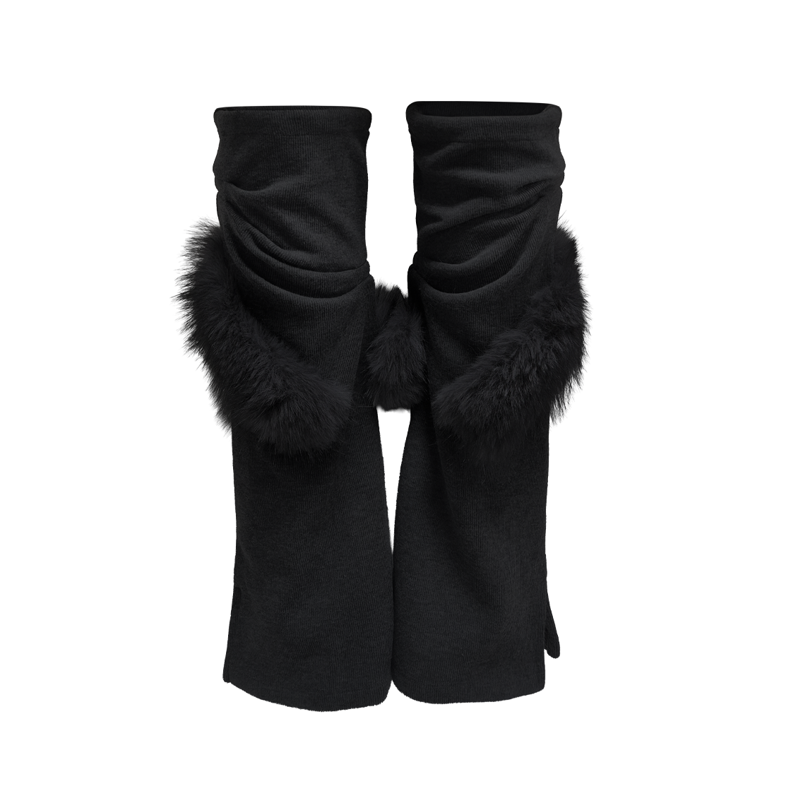 정도 커브드 퍼 레그워머. 블랙(JUNGDO Curved Fur Leg Warmers . Black)