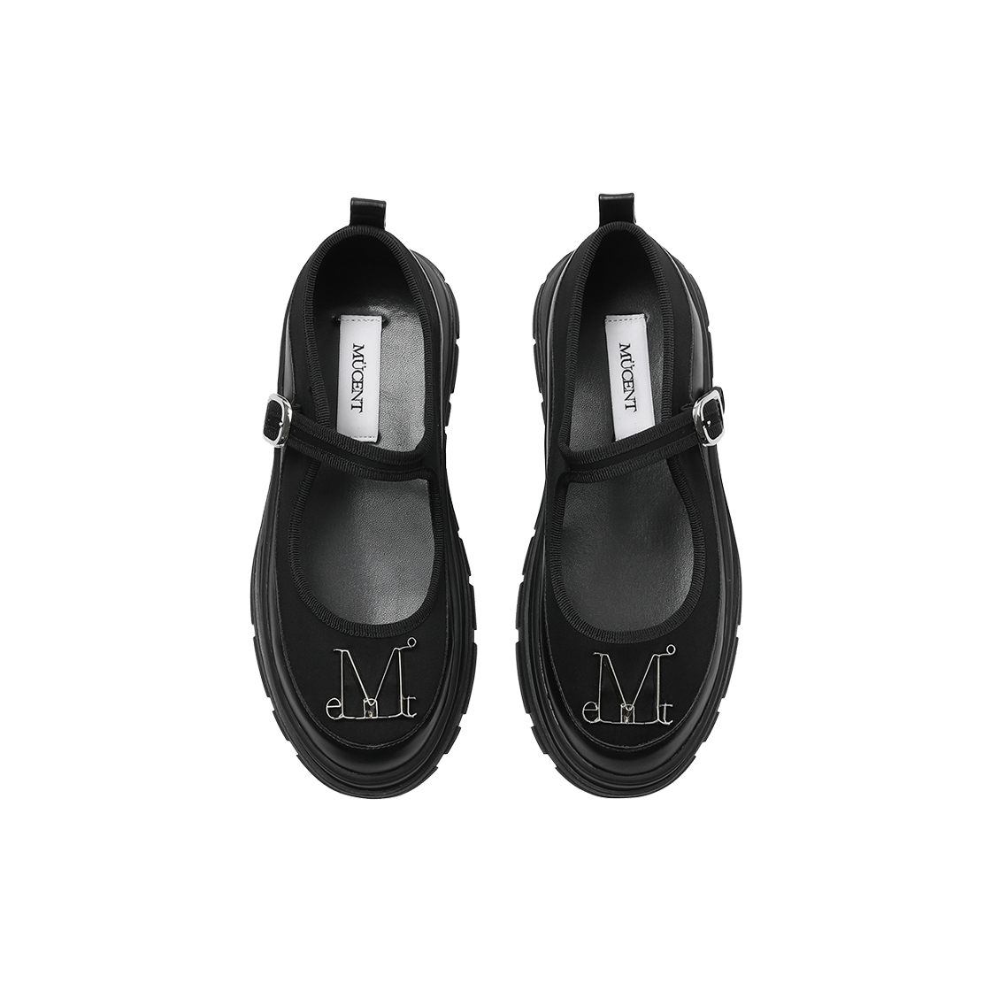 P0000BGO MUCENT Tilia Metal Logo Point Maryr Jane Shoes Black
