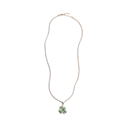 Dior Trefle Pendant Necklace Resin Silver Green