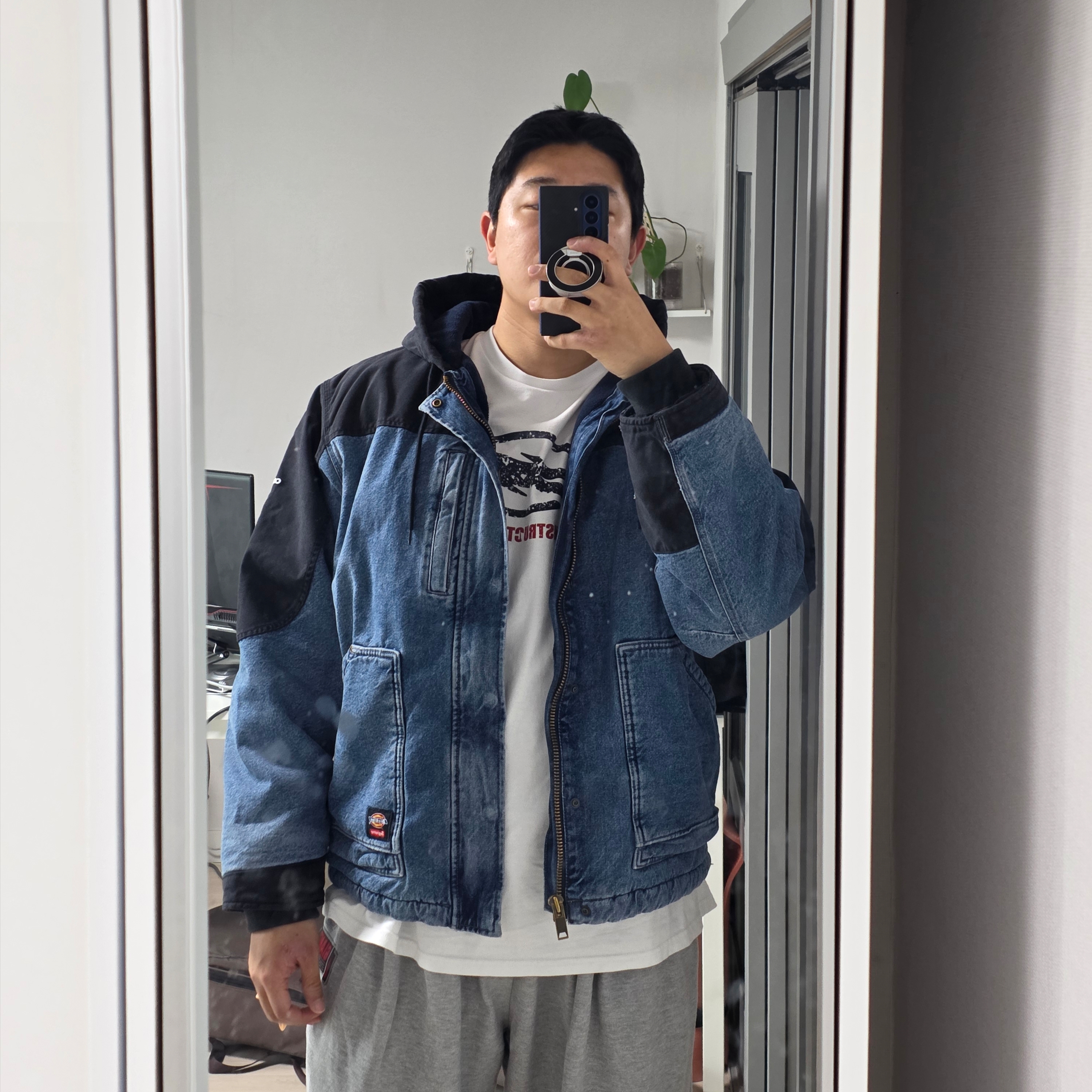 Supreme x Dickies Cordura Hooded Work Jacket Denim - 25FW 착용 스타일