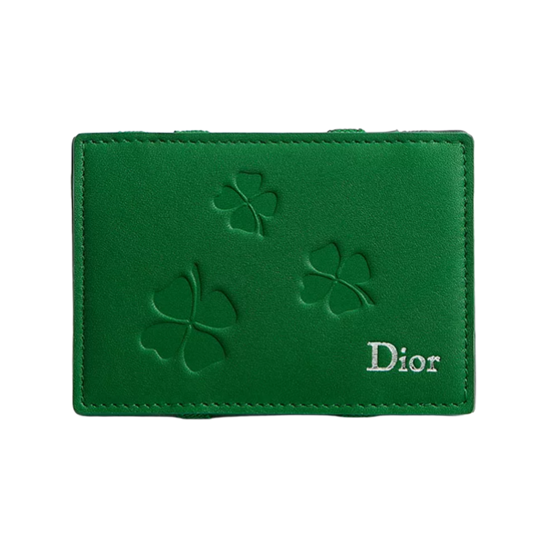 2ESCH197TRF-H607 Dior Clover Embroidery Calfskin Magic Wallet Bright Green