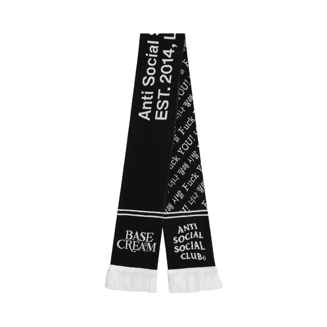 베이스크림x안티소셜소셜클럽 너잘시 머플러 블랙(Basecream BCxASSC '너잘시' Muffler Black)