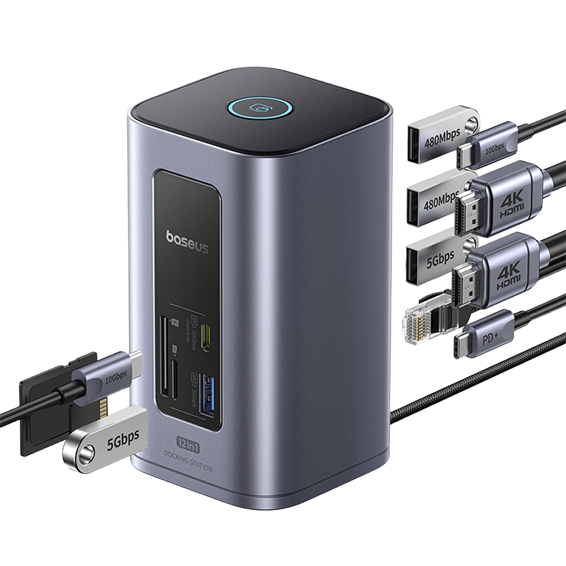 베이스어스 도킹스테이션 USB 허브 노트북 멀티 포트 C타입 12포트 스페이스메이트 노모스