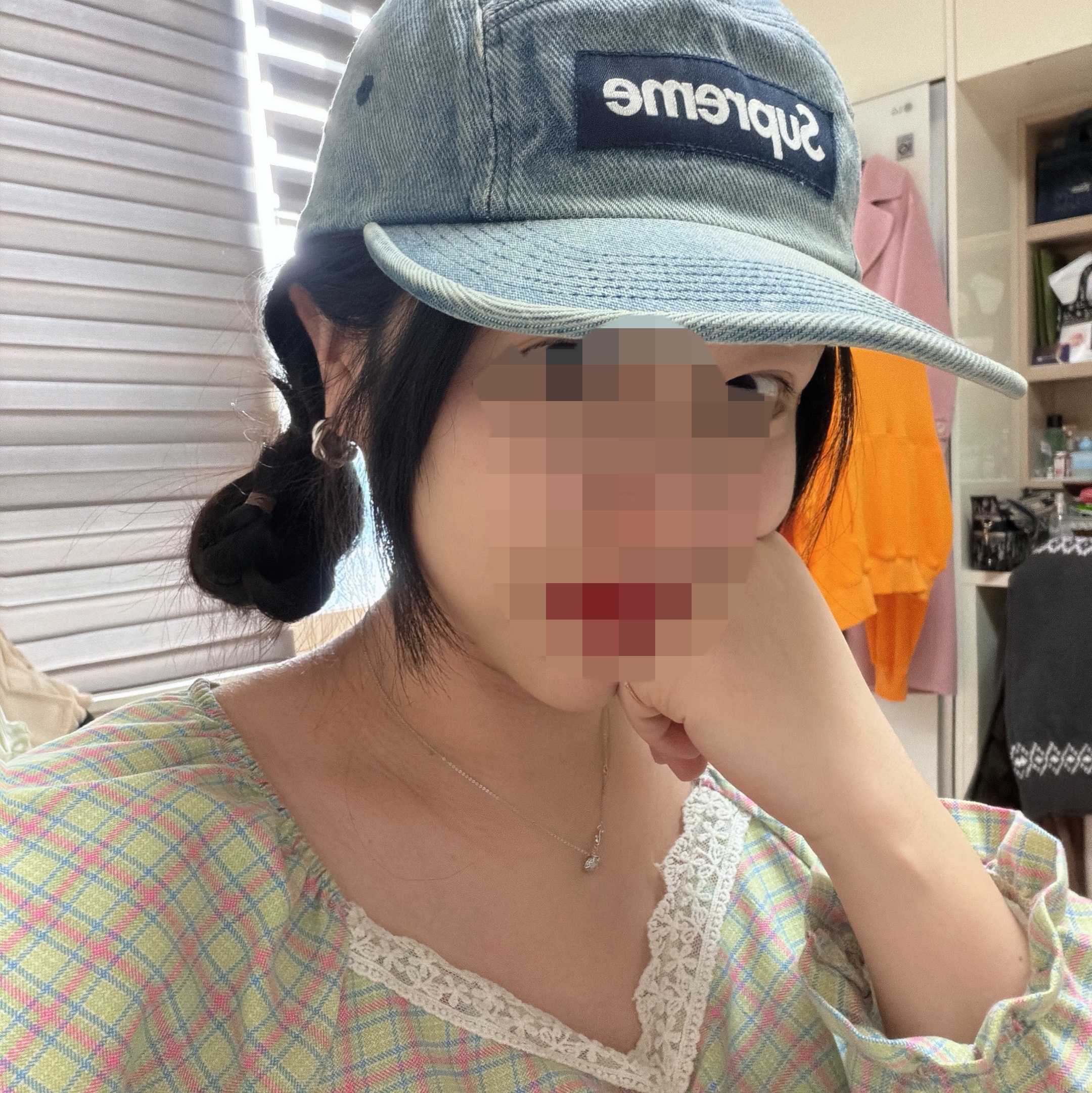 Supreme Washed Chino Twill Camp Cap Denim - 25FW 착용 스타일