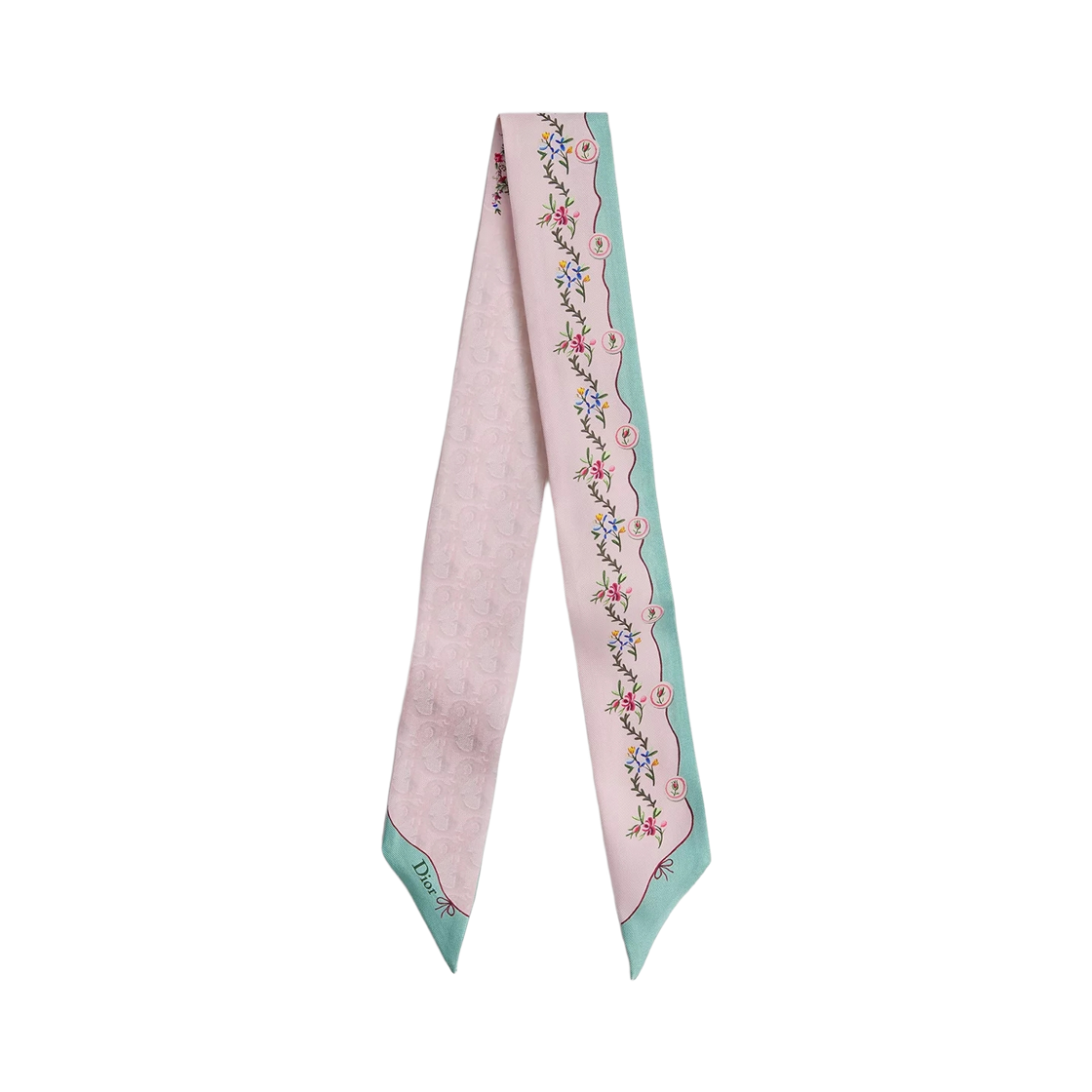 62DOF106I674-C411 (W) Dior Dioramour Revolution Flowers Mitzah Silk Twill Scarf Pink Multicolor