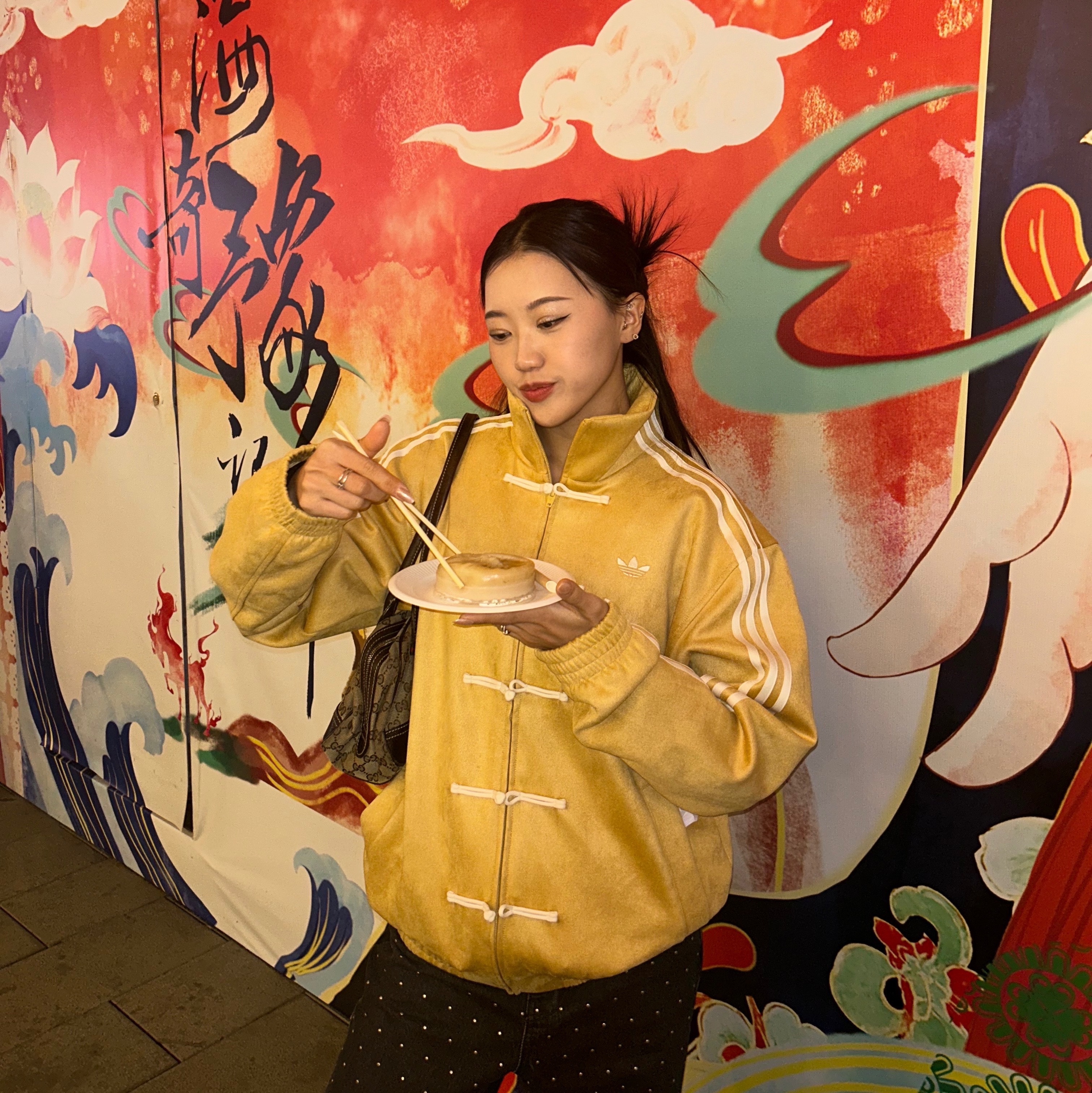 Adidas Chinese Style Jacket Neutral Rock Bronze - US Sizing 착용 스타일