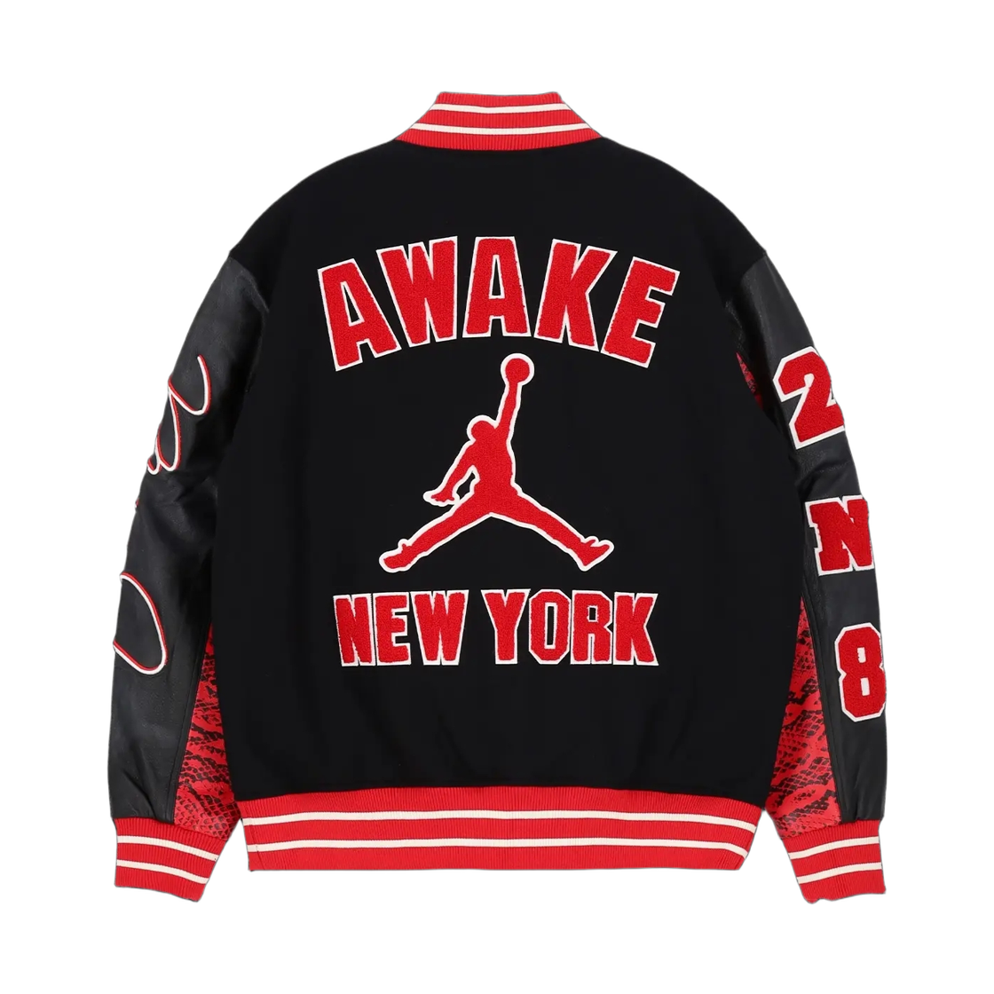 조던 x 어웨이크 NY 바시티 자켓 유니버시티 레드 블랙 - 아시아(Jordan x Awake NY Varsity Jacket University Red Black - Asia) - 2
