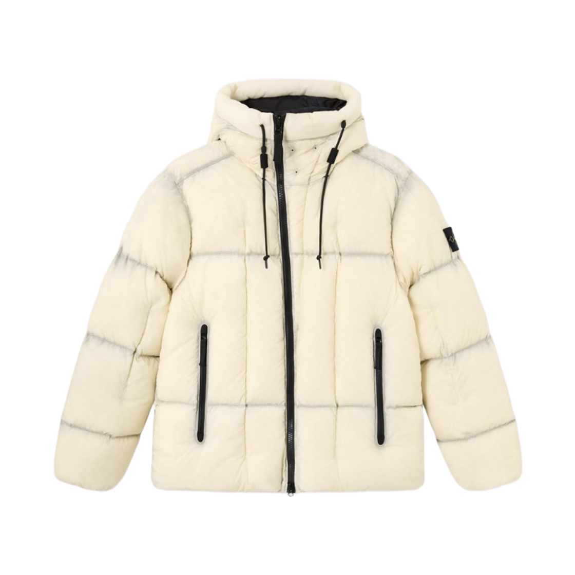 스톤 아일랜드 4100016 심 페이디드 라이트 나일론 텔라 라이트웨이트 후드 다운 자켓 아이보리 - 26SS