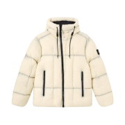 Stone Island 4100016 Seam Faded Light Nylon Tela Lightweight Hooded Down Jacket Ivory - 26SS