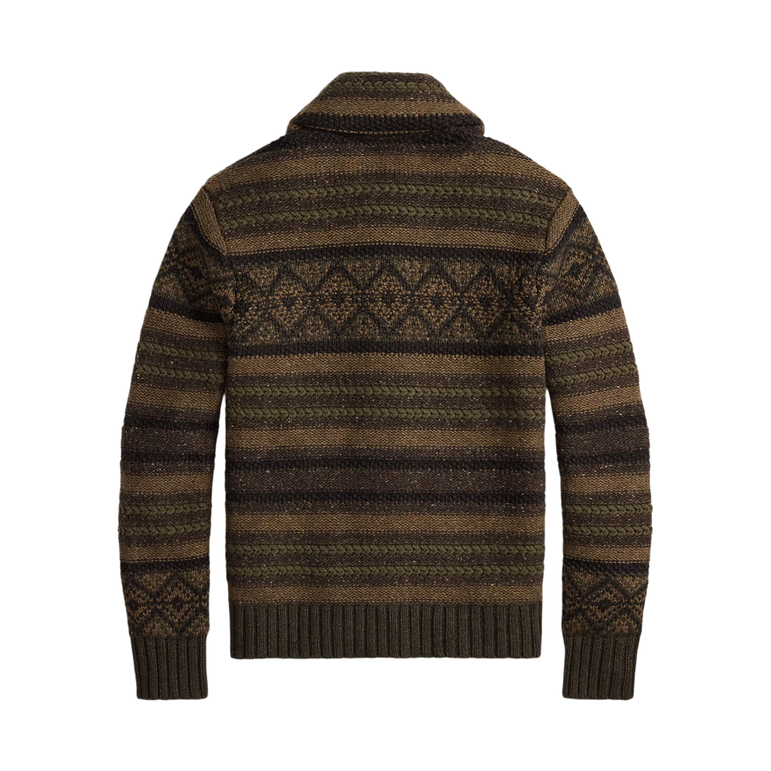 더블알엘 울 코튼 숄 칼라 가디건 브라운 올리브 멀티(Double RL Wool Cotton Shawl Collar Cardigan Brown Olive Multi) - 2