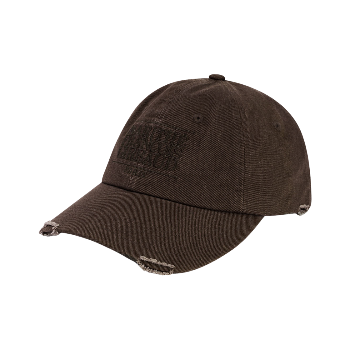 - Marithe Francois Girbaud Classic Logo Damaged Covered Cap Brown