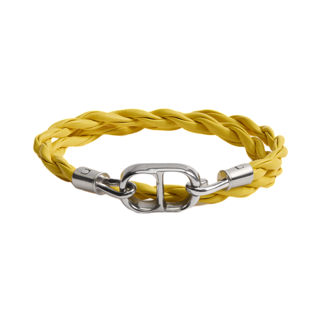B3210HOMLE-D008 Dior CD Icon Woven Leather Double Bracelet Calfskin and Finish Brass Yellow