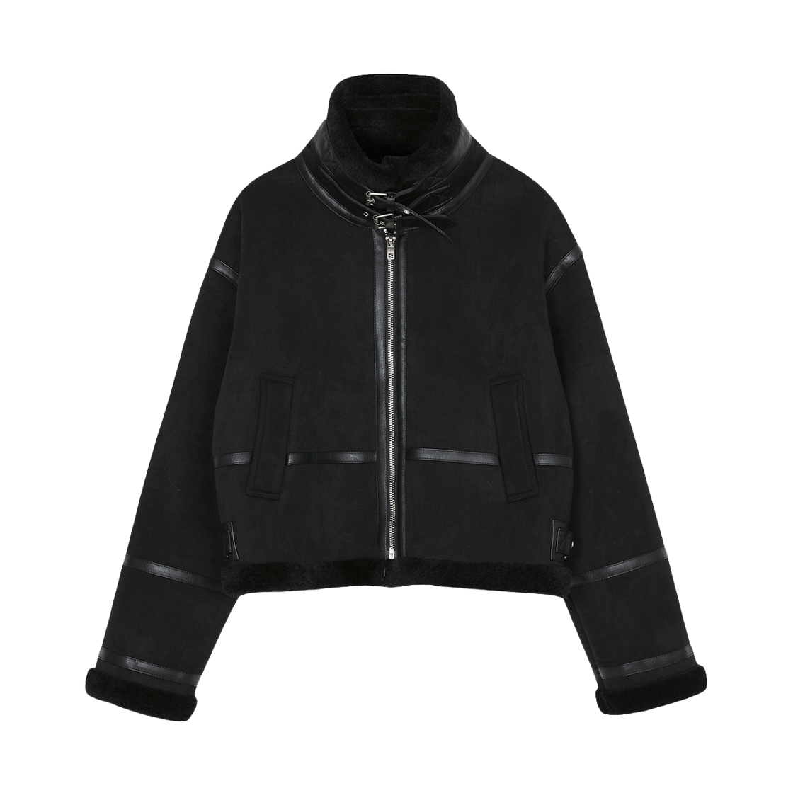 랜 아카이브 0032 더블 버클 하이넥 무스탕 (BK)(LAN ARCHIVE 0032 Double Buckle High Neck Mustang (BK))