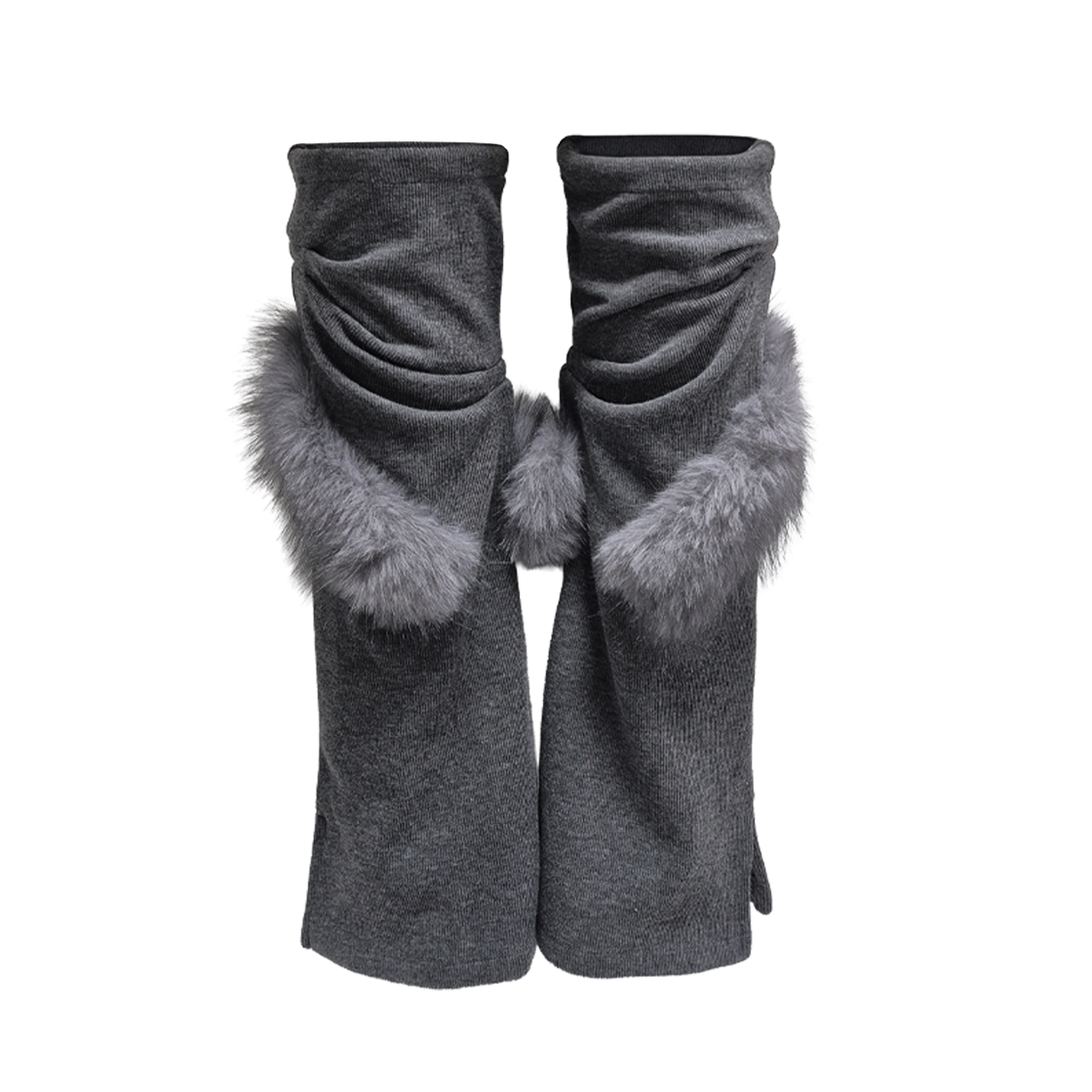 정도 커브드 퍼 레그워머. 그레이(JUNGDO Curved Fur Leg Warmers . Gray)