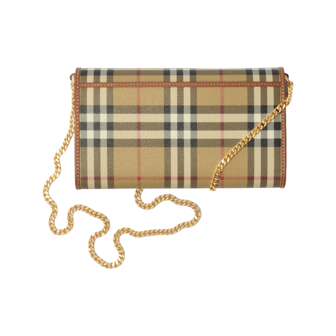 버버리 체크 체인 스트랩 월렛 아카이브 베이지 브라이어 브라운(Burberry Check Chain Strap Wallet Archive Beige Briar Brown) - 2