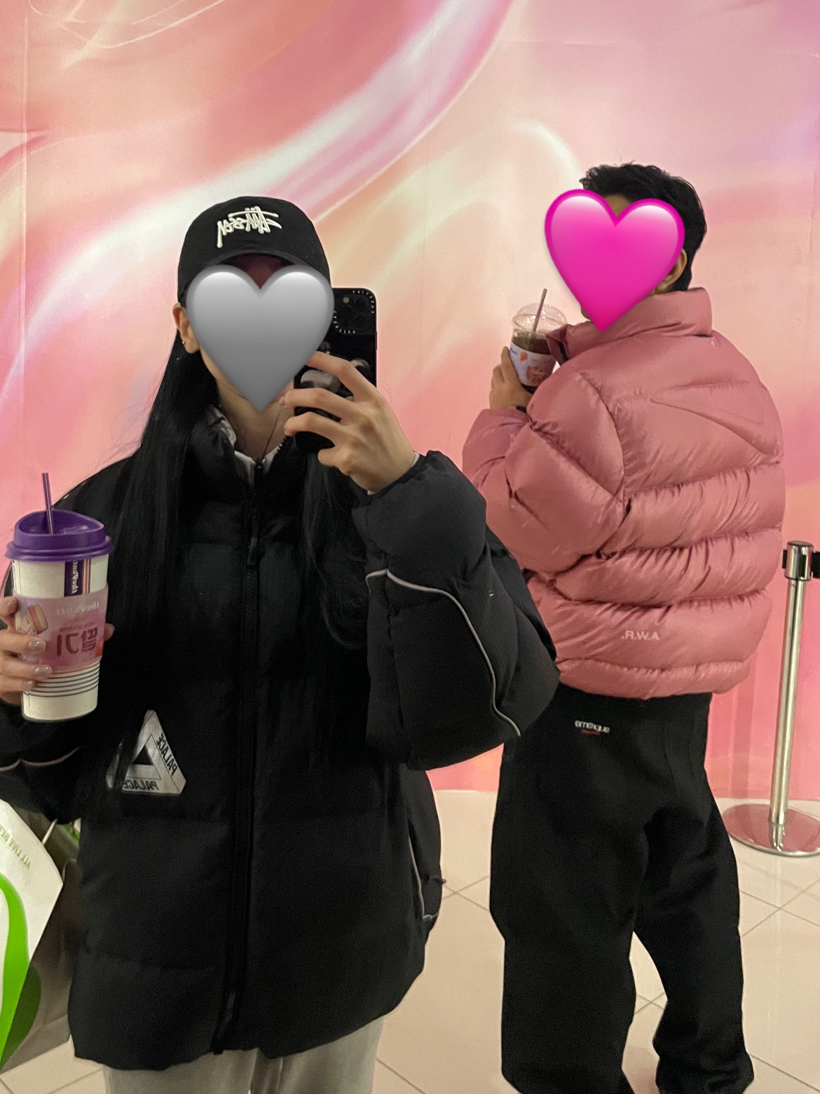 Palace Ripstop Puffa Black - 25FW, Nike x Drake Nocta Sunset Puffer Jacket Desert Berry Elemental Pink (FN8196-667) 착용 스타일 - 2