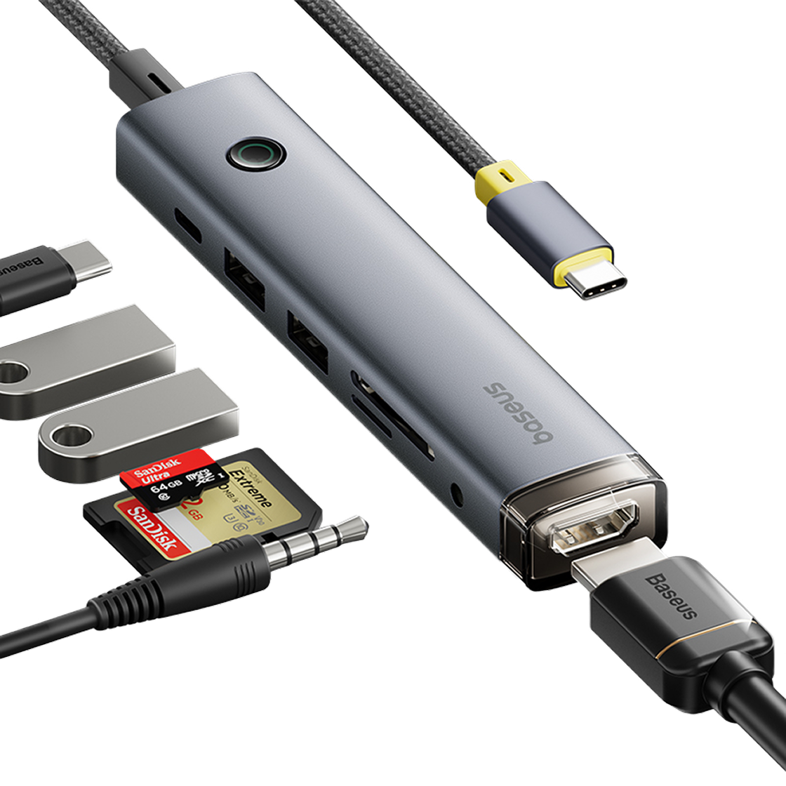 베이스어스 USB 허브 멀티 노트북 C타입 포트 PD 100W 울트라조이 AIR 7in1