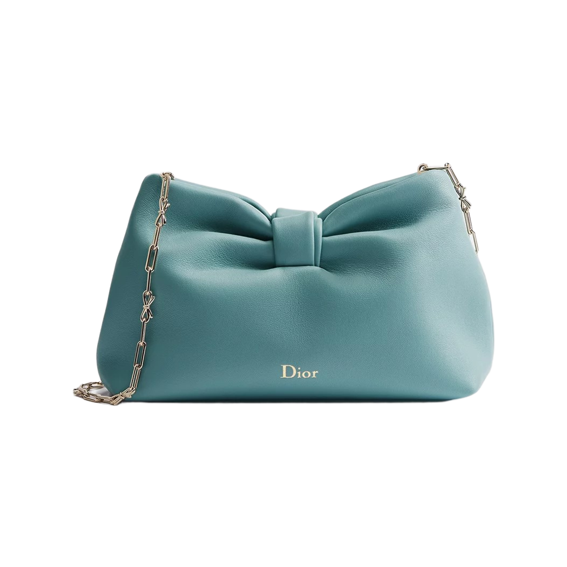 M0715OUQO-M36Z Dior Bow Lambskin Small Bag Tourmaline Bleu