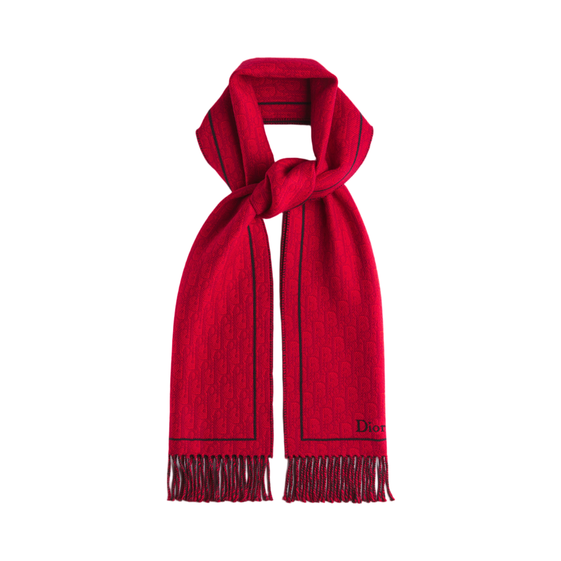 68E0015A1012-C385 Dior Oblique Muffler Wool Red