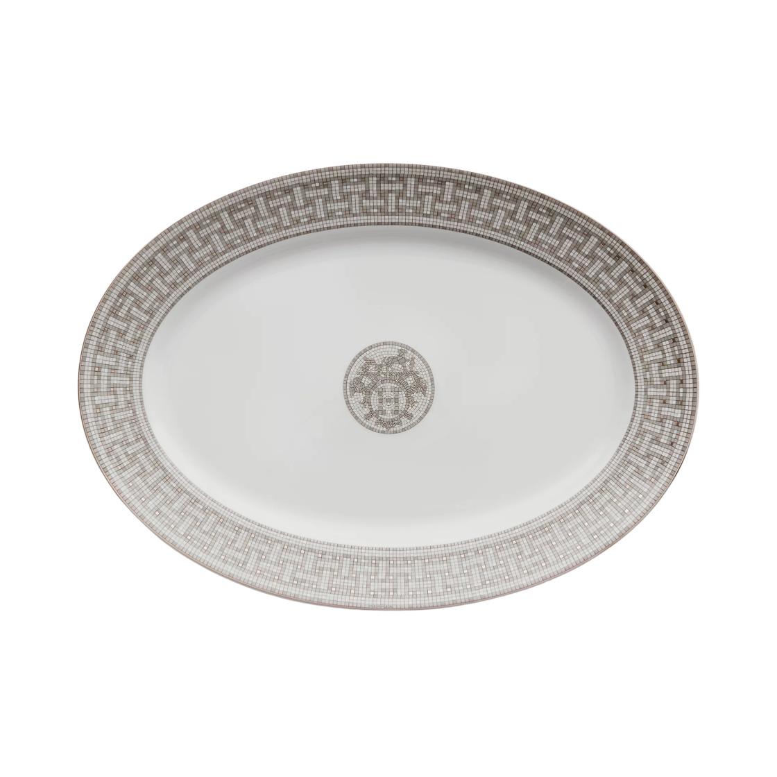 P035050P Hermes Mosaique Au 24 Large Oval Platter Platinum (1 Plate)