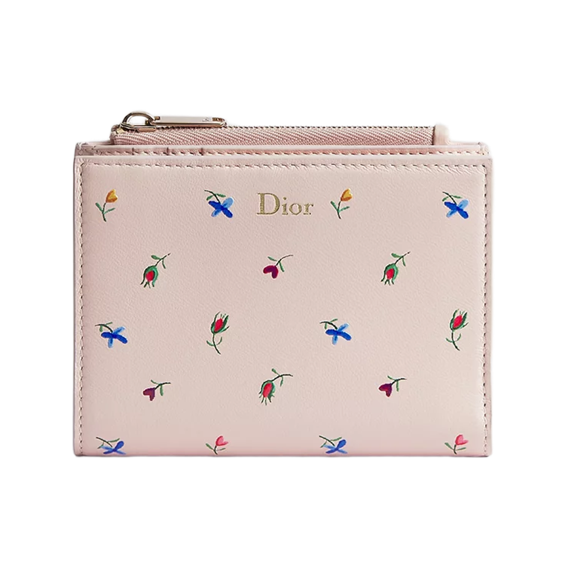 S2403OUJE-M03I Dior Dioramour Dior Dahlia Wallet with Exhale Pink Lamskin Revolution Flowers Motif Print Multicolor