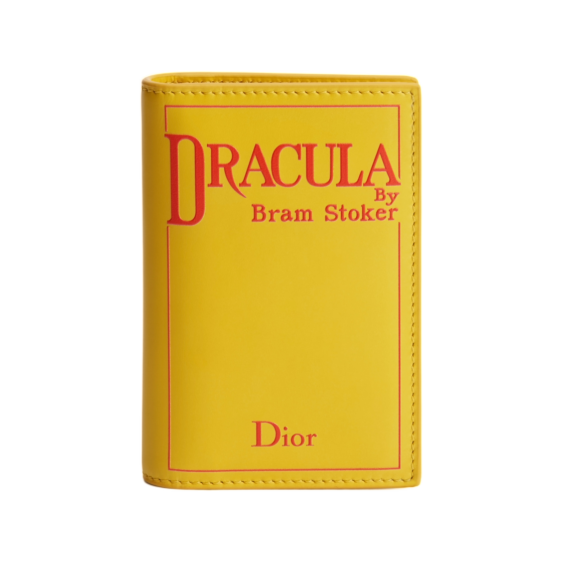 디올 바이폴드 카드 홀더 북 커버 엠보스 카프스킨 옐로우 레드(Dior Bifold Card Holder Book Cover Embossed Calfskin Yellow Red)
