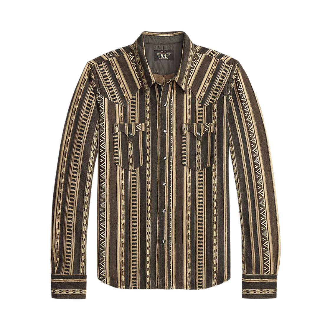 782P05193001 Double RL Slim Fit Jacquard Knit Western Shirt Brown Multi