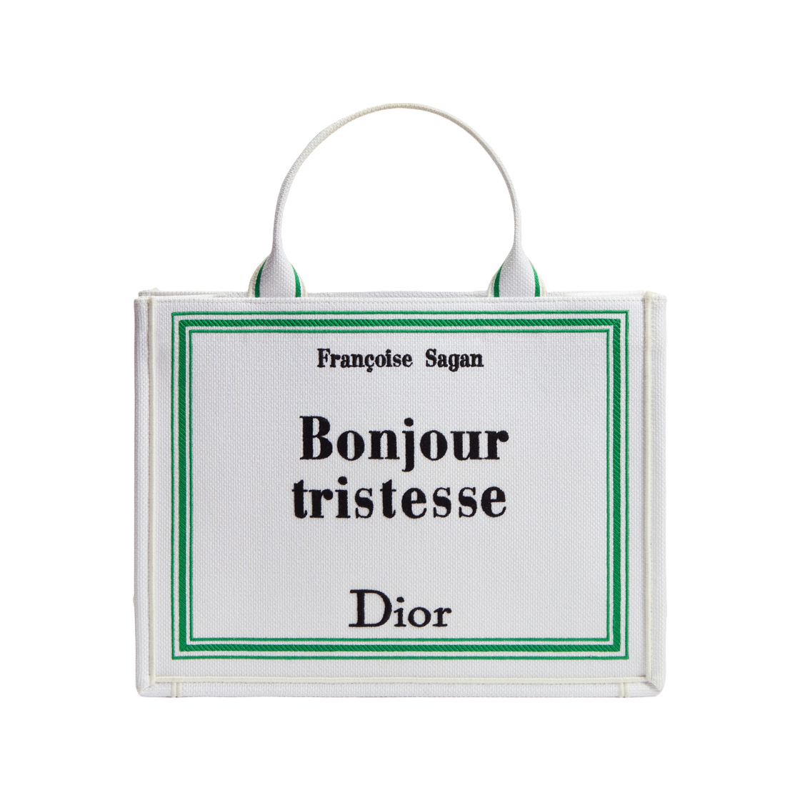 M1354PEHP-M41I Dior Medium Dior Book Tote with Strap Book Cover Embroidery White Green Black