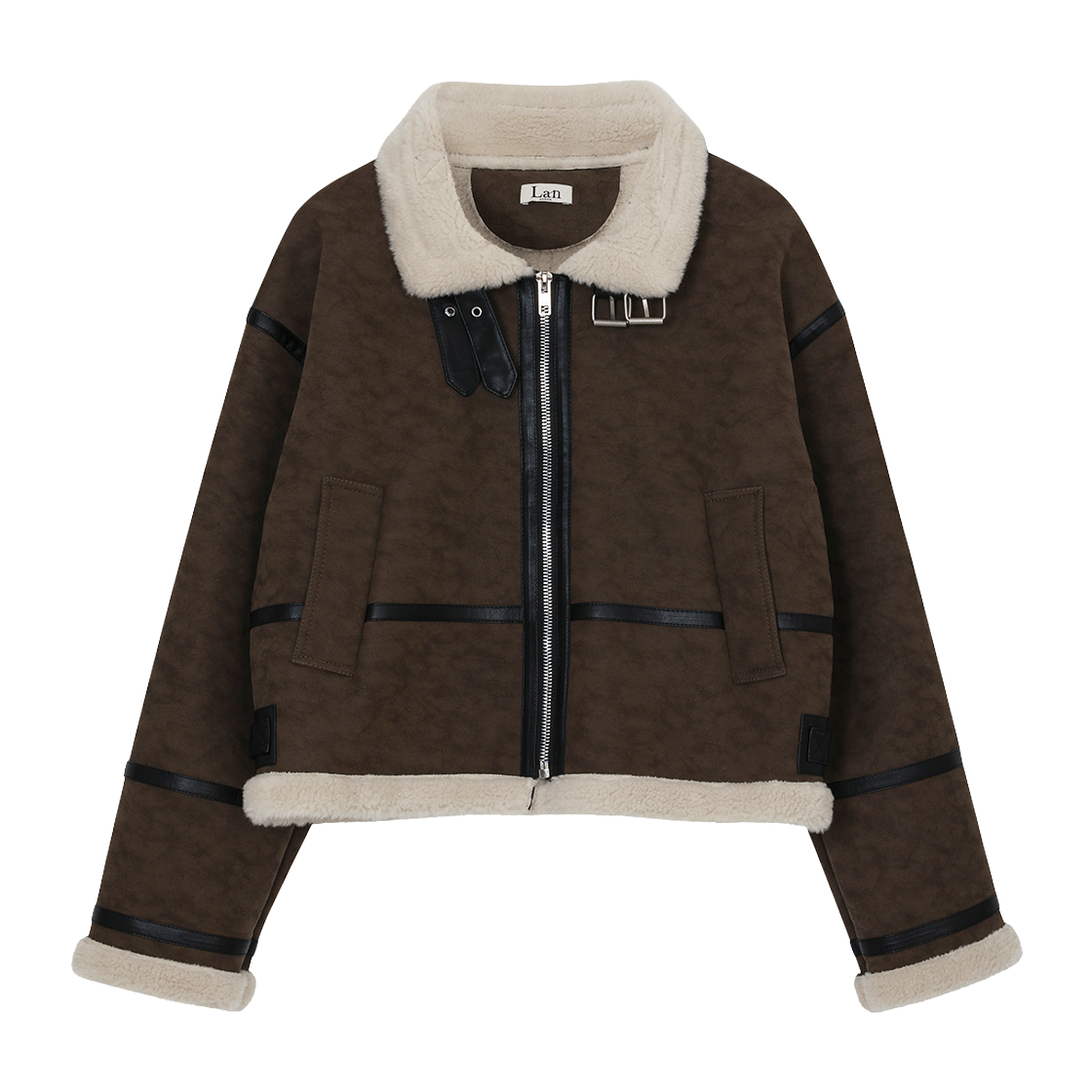 랜 아카이브 0032 더블 버클 하이넥 무스탕 (BR)(LAN ARCHIVE 0032 Double Buckle High Neck Mustang (BR)) - 3