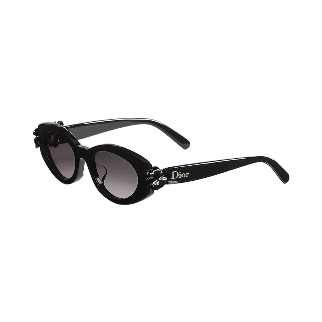 (W) 디올 클로버 B1F 오발 선글라스 샤이니 블랙((W) Dior Clover B1F Oval Sunglasses Shiny Black) - 2