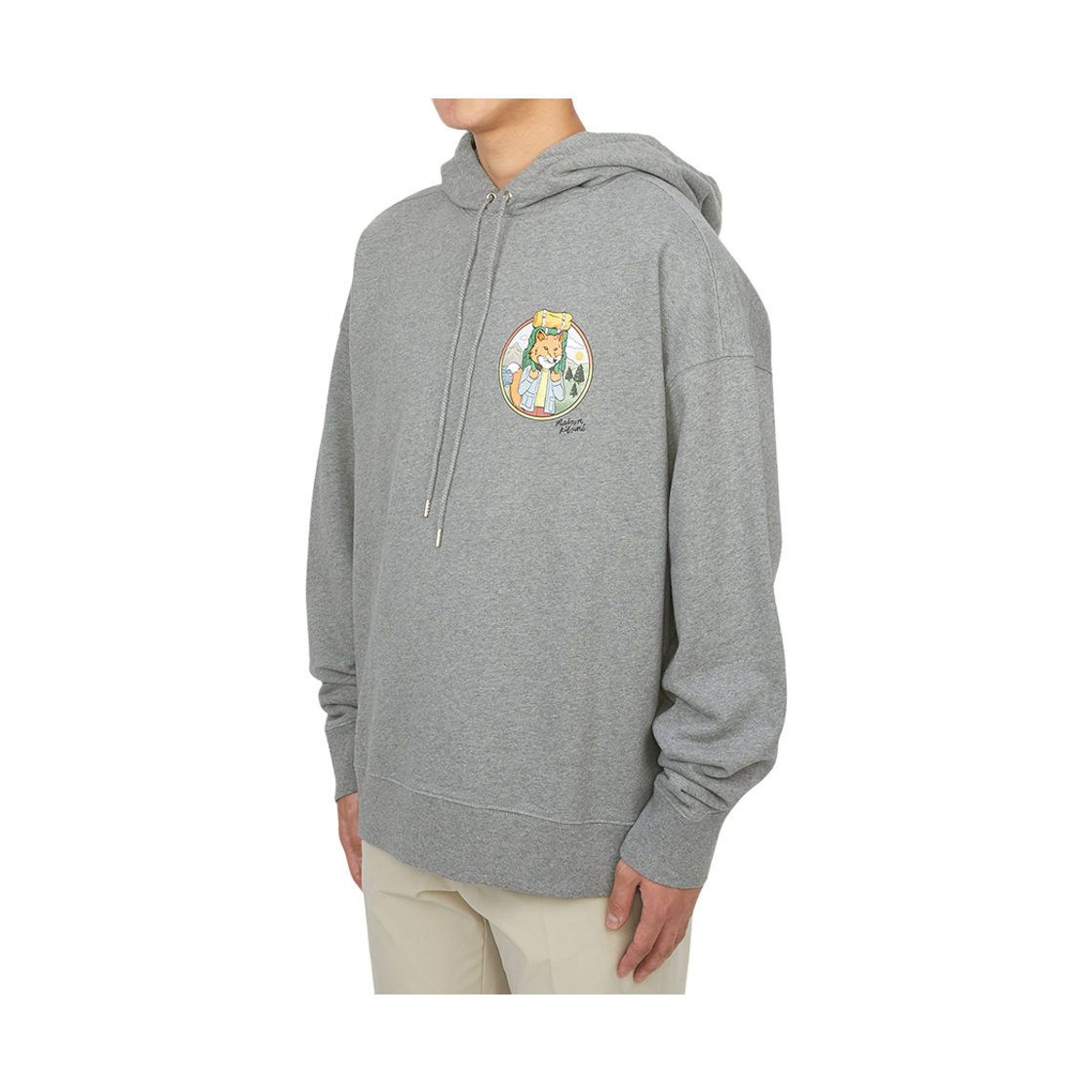 [20% 쿠폰] 메종 키츠네 램블링 폭스 오버사이즈 후드 미디움 그레이 멜란지([20% 쿠폰] Maison Kitsune Rambling Fox Oversize Hoodie Medium Grey Melange) - 3