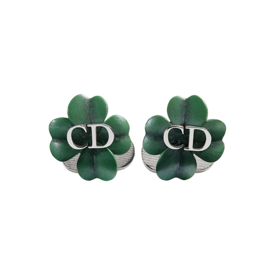 디올 트레플 커프스링크 레진 실버 그린(Dior Trefle Cufflinks Resin Silver Green) - 1