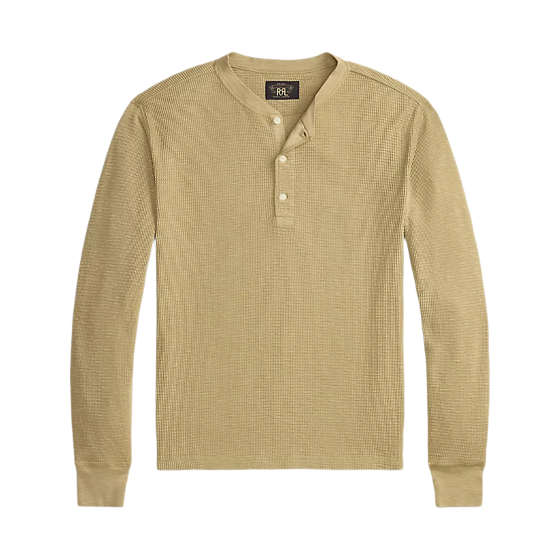 더블알엘 가먼트 다이드 와플 니트 헨리 셔츠 스프링 베이지(Double RL Garment Dyed Waffle Knit Henley Shirt Spring Beige)